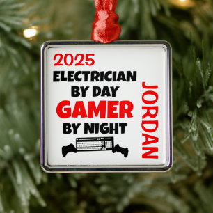 Elektriker liebt Videospiele spielen Ornament Aus Metall