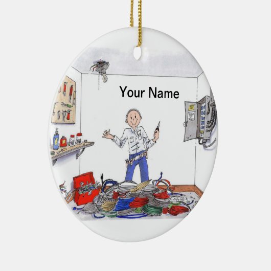 Elektriker - Mann Keramikornament (Rechts)