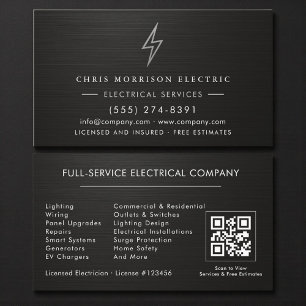 Elektriker Metallisch Schwarz Silber Elektrisch Visitenkarte