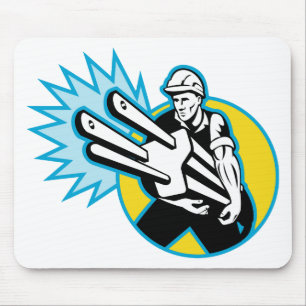 Elektriker oder Powerstörungssucher, der einen Mousepad