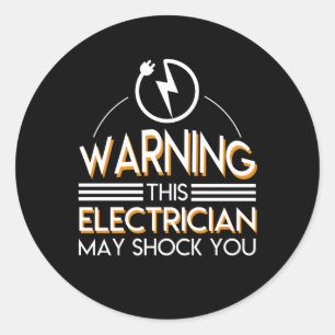 Elektriker-Schock Sie lustiges Mann-Frauen-Shirt Runder Aufkleber