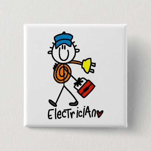 Elektriker-Strichmännchen Button (Vorderseite)