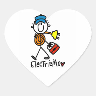 Elektriker-Strichmännchen Herz-Aufkleber