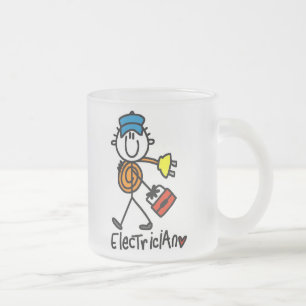 Elektriker-Strichmännchen Mattglastasse