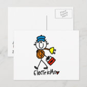 Elektriker-Strichmännchen Postkarte (Vorne/Hinten)