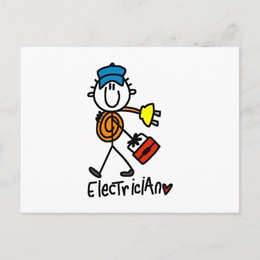 Elektriker-Strichmännchen Postkarte (Vorderseite)