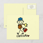 Elektriker-Strichmännchen Postkarte (Vorne/Hinten)