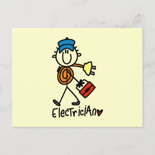 Elektriker-Strichmännchen Postkarte (Vorderseite)