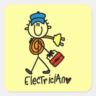 Elektriker-Strichmännchen Quadratischer Aufkleber