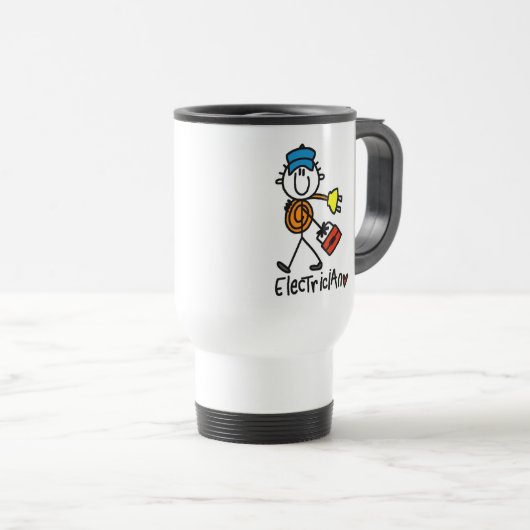 Elektriker-Strichmännchen Reisebecher (VorderseiteRechts)