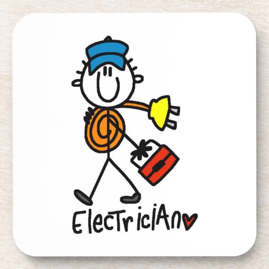 Elektriker-Strichmännchen Untersetzer (Vorderseite)