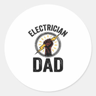 Elektriker-Vater Vintage-Stichvektor-Shirt-Design Runder Aufkleber