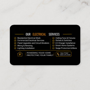 Elektriker Visitenkarte Schwarz und Gold