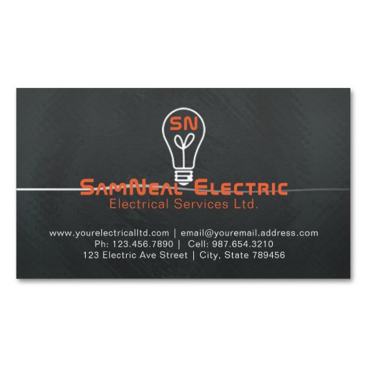 Elektrikerglühlampenlogo-Magnet-Visitenkarte Magnetische Visitenkarte (Vorderseite)