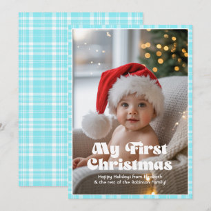 Elektrisch Blau Gingham Mein Erstes Weihnachten Ba
