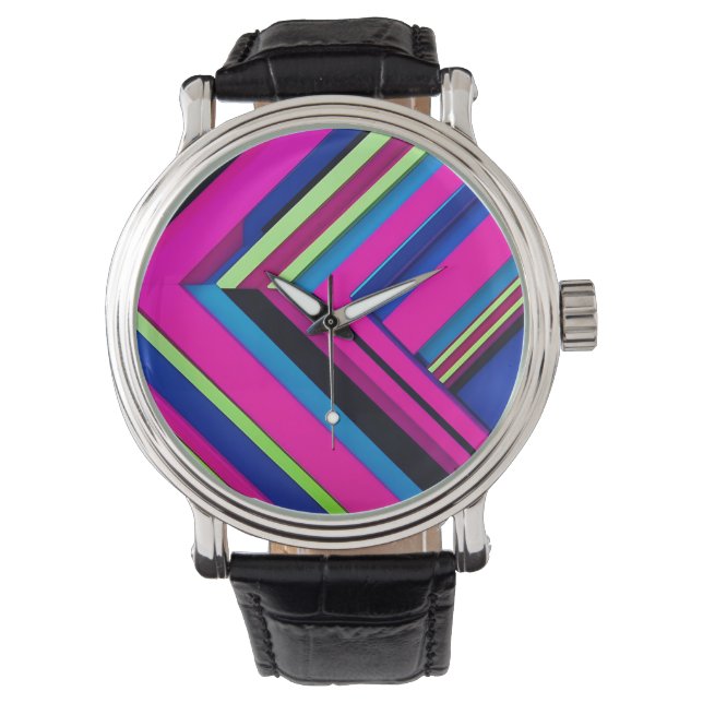 Elektrisch blau und rosa armbanduhr (Vorderseite)