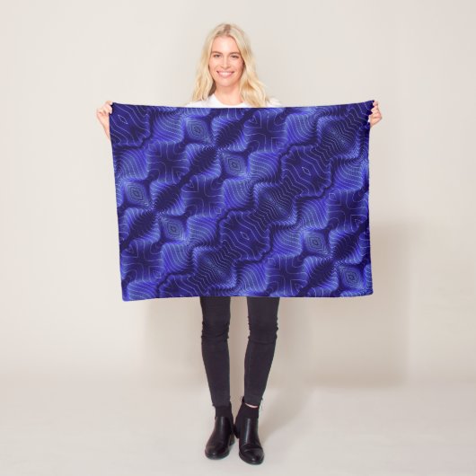 Elektrisch Blaue Abstrakte Wellen Fleece-Decke Fleecedecke (Beispiel)