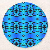 Elektrisch blaue Aqua, schwarz geometrische Küche Runder Pappuntersetzer (Vorderseite)