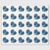 Elektrisch blaue dekorative Herzen Geschenkpapier (Flach)