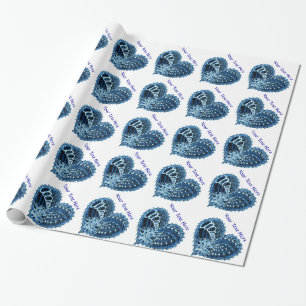 Elektrisch blaue dekorative Herzen Geschenkpapier
