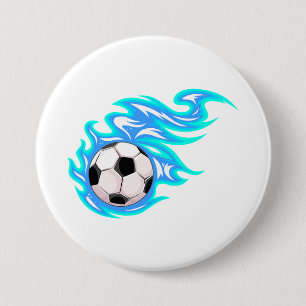 Elektrisch Blaue Flammende Fußball-Sportartikel Button