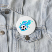 Elektrisch Blaue Flammende Fußball-Sportartikel Button (Beispiel)