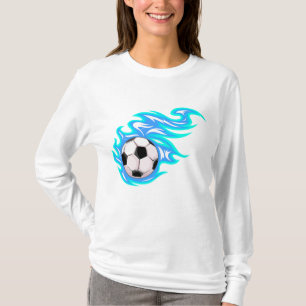 Elektrisch Blaue Flammende Fußball-Sportartikel T-Shirt