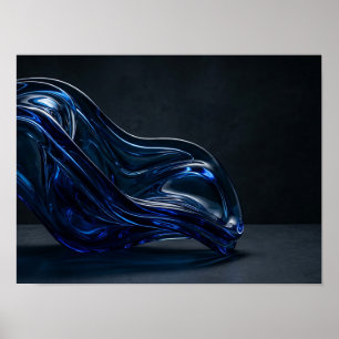 Elektrisch blaue Flüssigglas-Skulptur-Wandkunst Poster