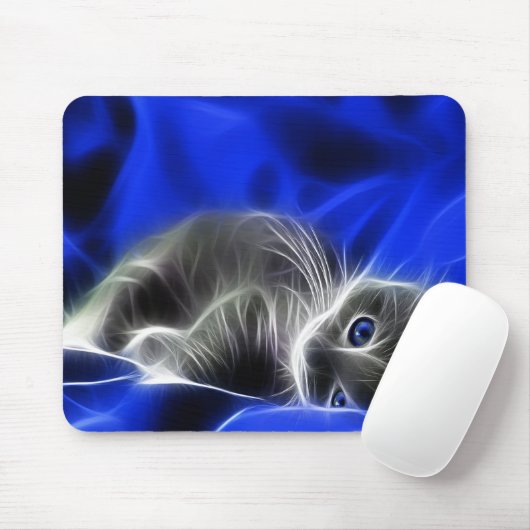 Elektrisch blaue Glühkatze Abstrakt Mousepad (Mit Mouse)