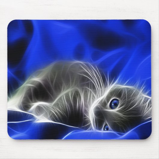 Elektrisch blaue Glühkatze Abstrakt Mousepad (Vorne)