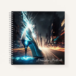 Elektrisch blaue High Heel City Szene Personalisie Notizblock