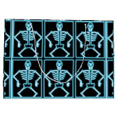 Elektrisch blaue Skeletttasche Große Geschenktüte (Rückseite)