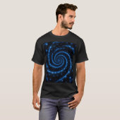 Elektrisch Blaue Spirale Wirbel Optische Illusion  T-Shirt (Vorne ganz)