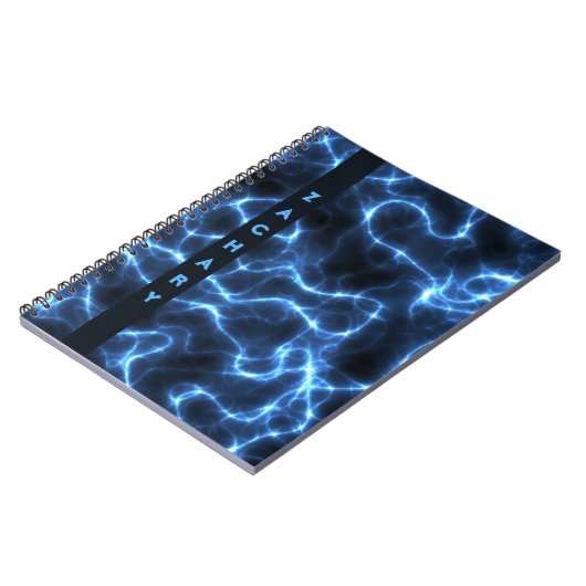 Elektrisch-blaue Waves | Personalisiertes SpiralNo Notizblock (Linke Seite)