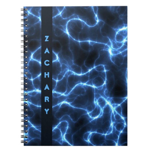 Elektrisch-blaue Waves | Personalisiertes SpiralNo Notizblock (Vorderseite)