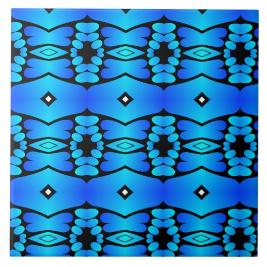 Elektrisch blaues Aqua, schwarz geometrisches Küch Fliese (Vorderseite)