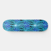 Elektrisch blaues Neon-Fraktal Wiederholungsmuster Skateboard (Horizontal)