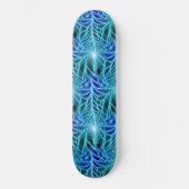 Elektrisch blaues Neon-Fraktal Wiederholungsmuster Skateboard (Vorderseite)