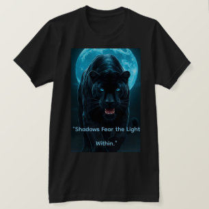 Elektrisch blaues Neon-Schwarzer-Panther-Grafik-T- T-Shirt