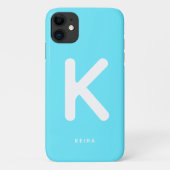 Elektrisch Cyan Blau Monogramm-Handyhülle Case-Mate iPhone Hülle (Rückseite)