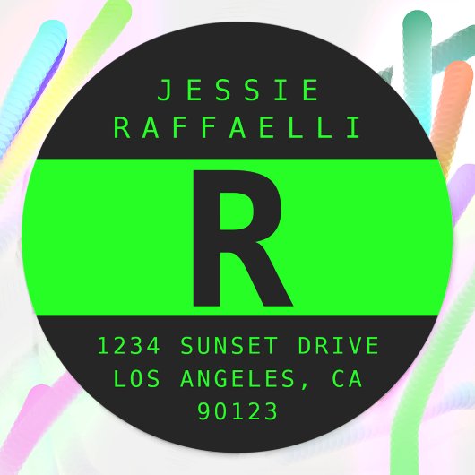 Elektrisch-grüne moderne Rücksendeadresse Runder Aufkleber