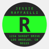 Elektrisch-grüne moderne Rücksendeadresse Runder Aufkleber (Vorderseite)