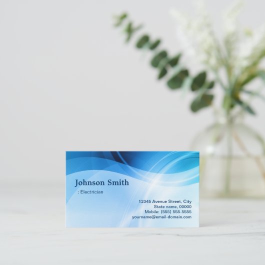 Elektrisch - Modern Blue Creative Visitenkarte (Stehend Vorderseite)