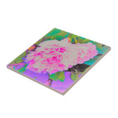 Elektrisch-rosa-Peonies im farbenfrohen Garten Fliese (Seite)