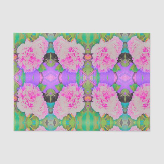 Elektrisch-rosa-Peonies im farbenfrohen Garten Seidenpapier (Vorderseite)
