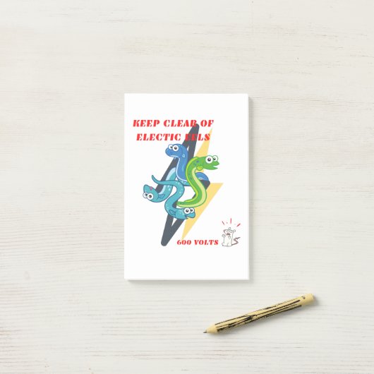 Elektrische Aale behalten Post-it Klebezettel (Auf Schreibtisch)