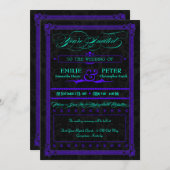 Elektrische Aquamarine und Lila Poster-Hochzeit Einladung (Vorne/Hinten)