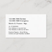 Elektrische Auftragnehmer-Visitenkarten Visitenkarte (Rückseite)