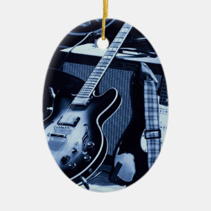 Elektrische blaue Gitarre Keramik Ornament