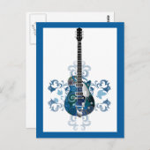 ELEKTRISCHE BLAUE GRUNGE SWIRL VECTORS GITARMUSIK POSTKARTE (Vorne/Hinten)